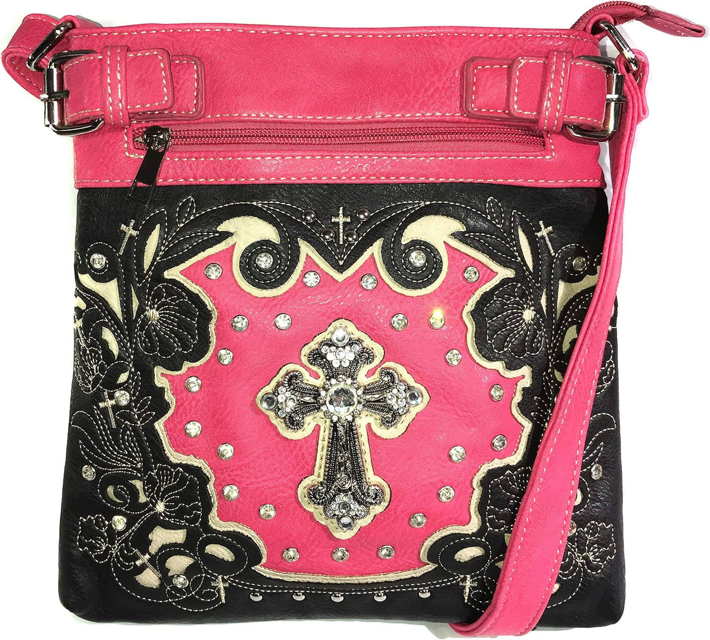 Tennessee | Pink & Black Western Cross | Crossbody Bag
