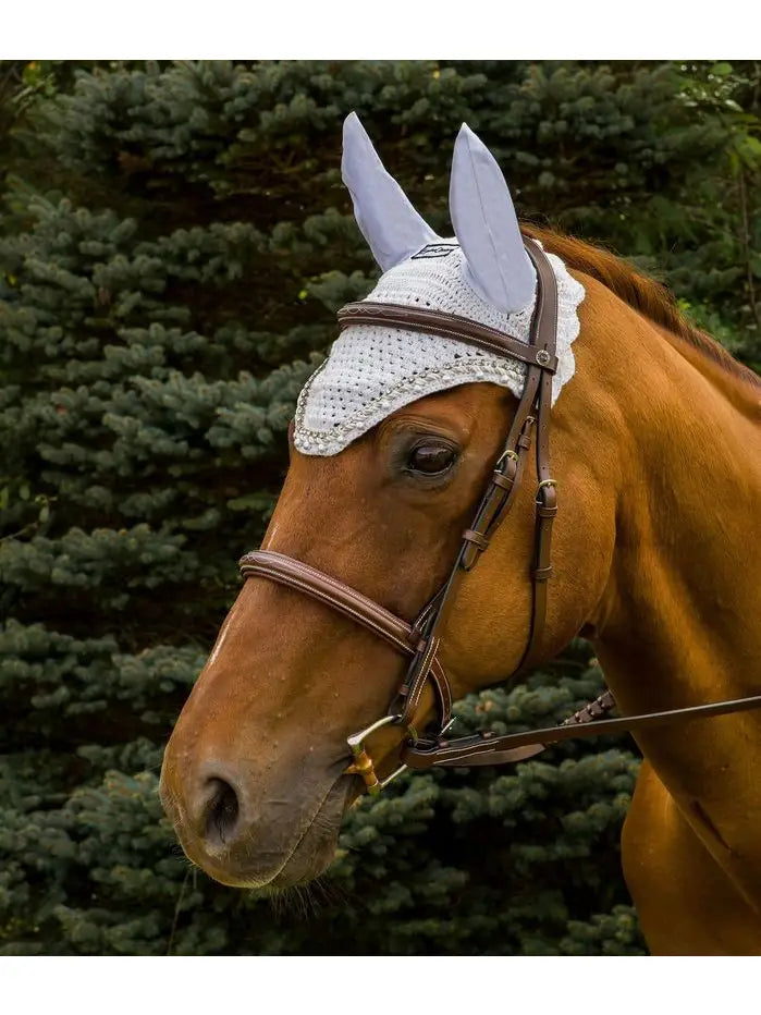 White Bonnet w/ Pearls & Crystals│Equine Couture