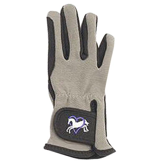 Hearts & Horses Gloves ~ Childs Size ~ Gray & Black