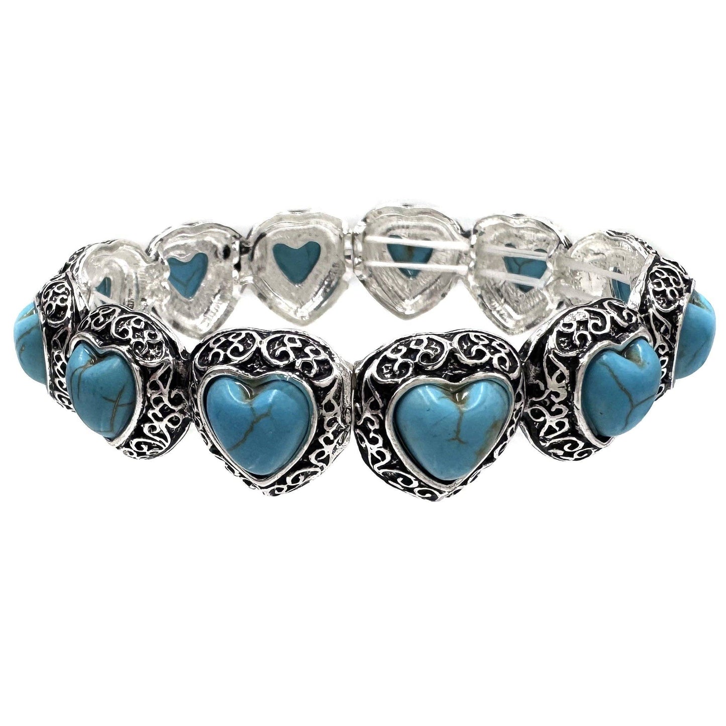 Pip | Turquoise Heart Conchos Stretch Bracelet