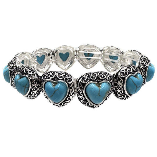 Pip | Turquoise Heart Conchos Stretch Bracelet