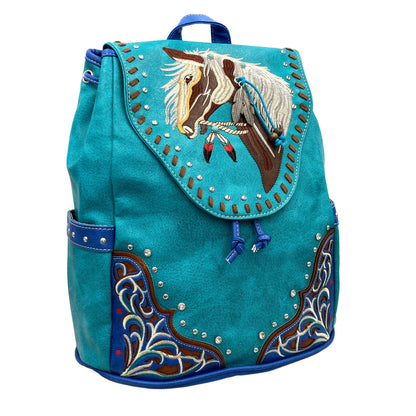 Dixie | Turquoise Embroidered Horse Backpack