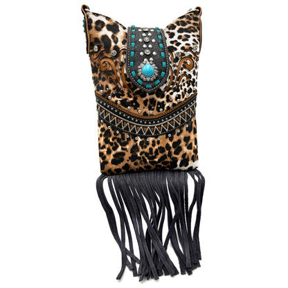 Bella | Leopard Print & Fringe Messenger Bag