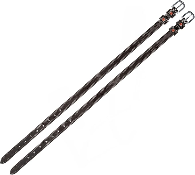 Patent Leather Spur Straps | Chocolate W/ Crystals | Waldhausen