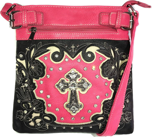 Tennessee | Pink & Black Western Cross | Crossbody Bag