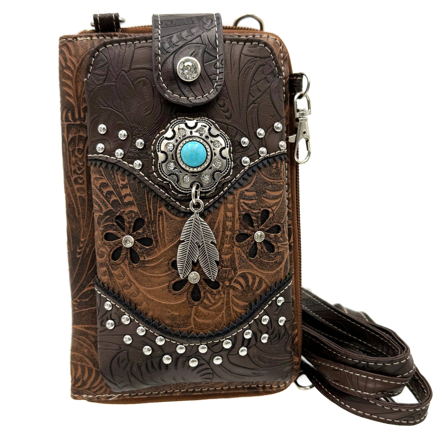 Hazel | Turquoise Concho Crossbody Phone Wallet