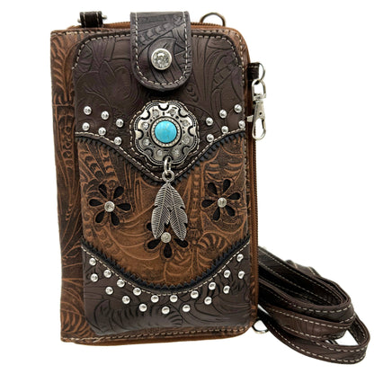 Hazel | Turquoise Concho Crossbody Phone Wallet