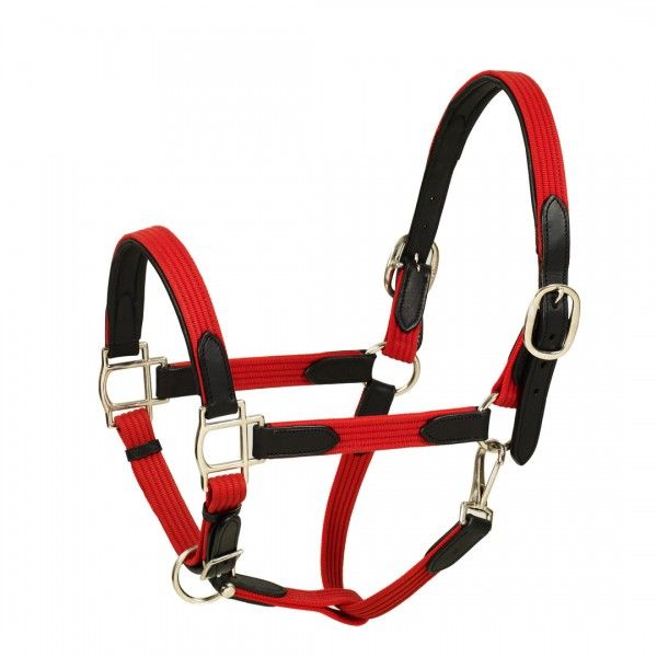 Full Size Cherry Red Web & Leather Padded Halter