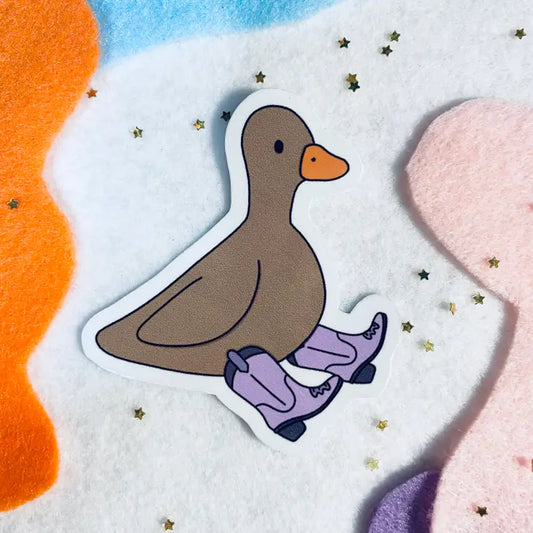 Ducky In Cowgirl Boots 3" Vinyl Sticker ~ Get Stoked