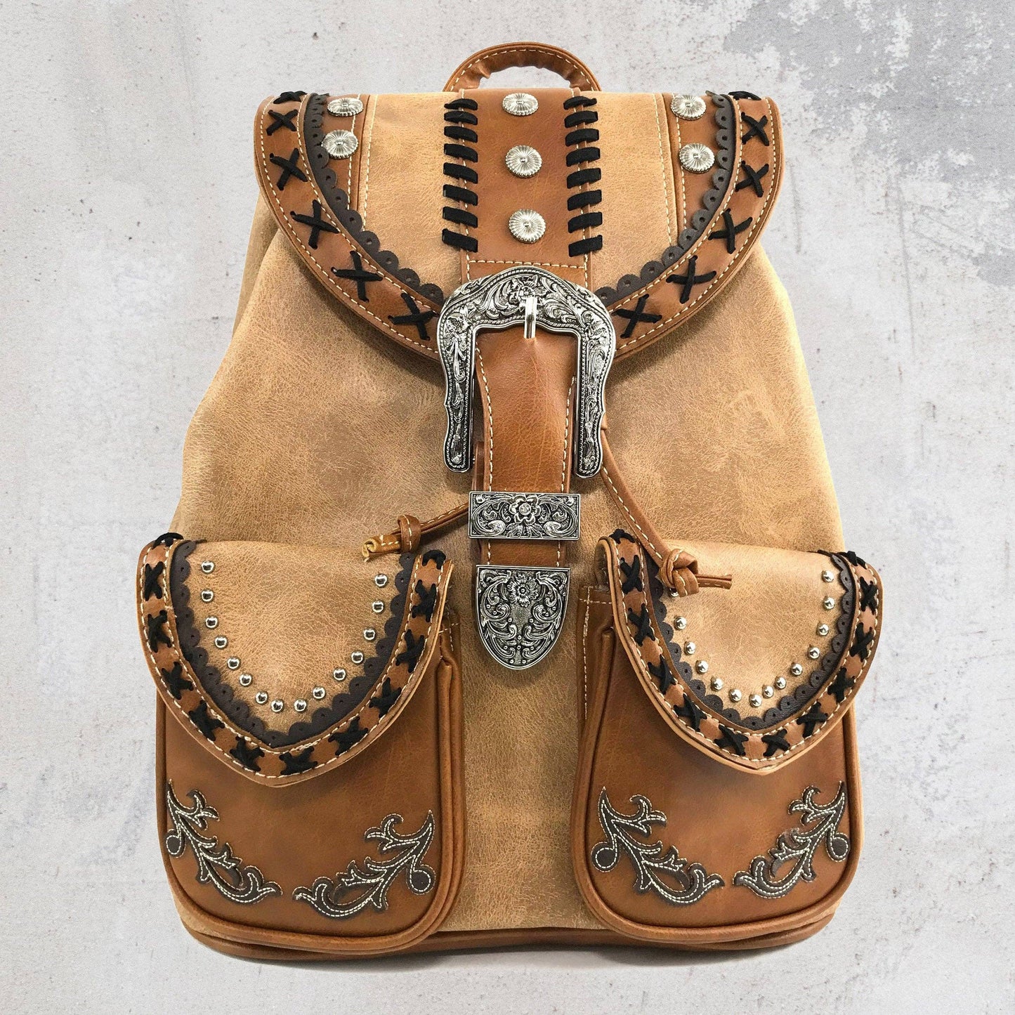 Miya | Western Buckle Backpack | Vegan Leather