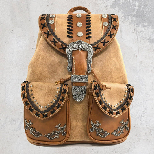 Miya | Western Buckle Backpack | Vegan Leather