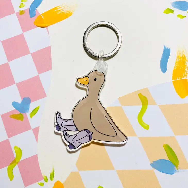 Cowgirl Ducky Acrylic Keychain ~ Get Stoked
