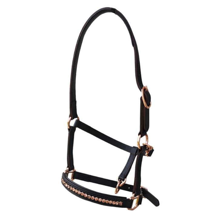 mini/foal size halter with rose gold crystals - Little Bit Tacky