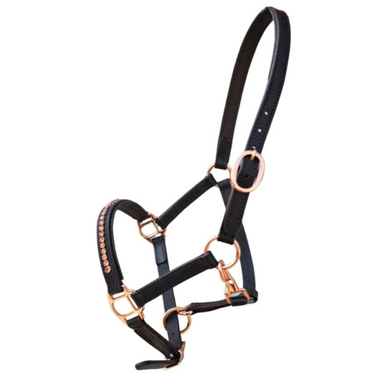 mini/foal size halter with rose gold crystals