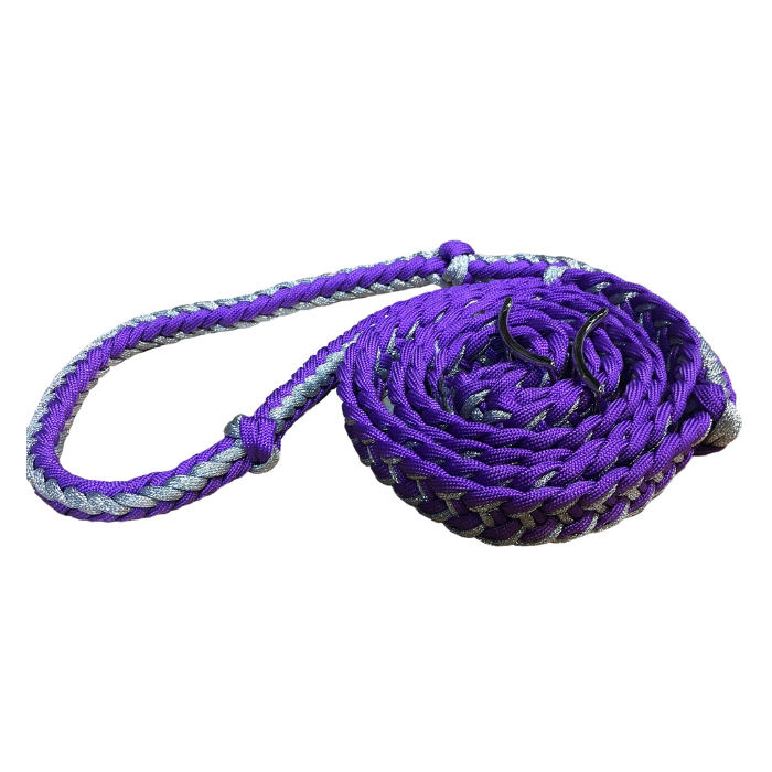 Purple and Silver braided tape reins - Little Bit Tacky