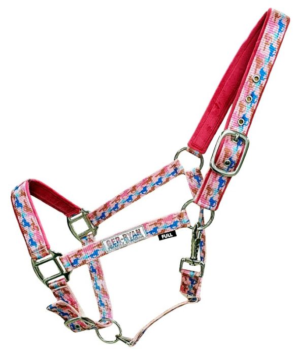 Pink Horse Print Padded Nylon Halter