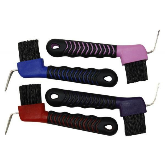 Rubber Grip Hoof Pick W/ Brush